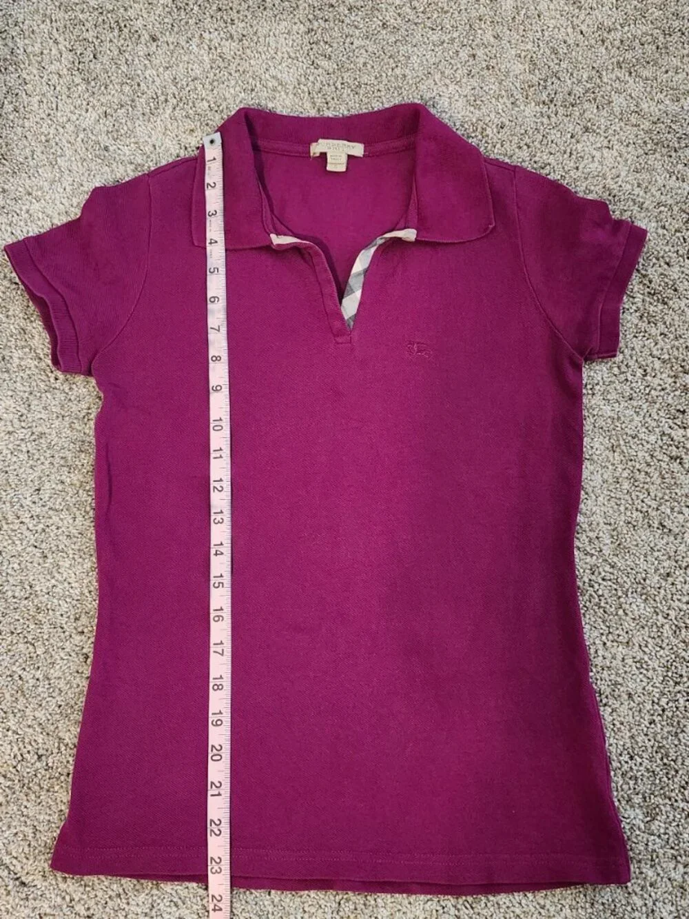 Burberry Brit Short Sleeve Polo Shirt – Women’s Small – Burgundy – EUC - Picture 6 of 6